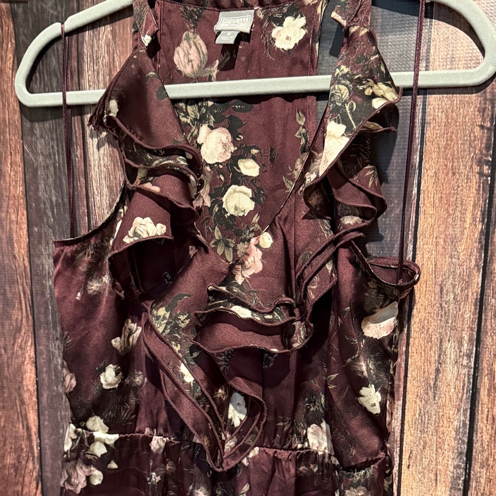 Converse Plum Floral Dress with Ruffles